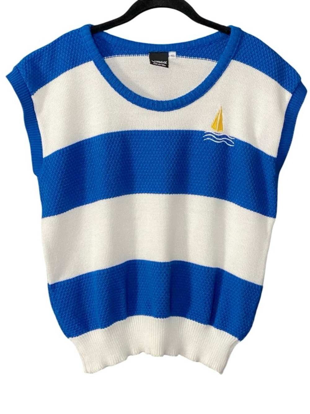 Vintage Catalina USA Nautical Sweater Vest XL Blue White Sailboat Made in USA - Picture 2 of 9